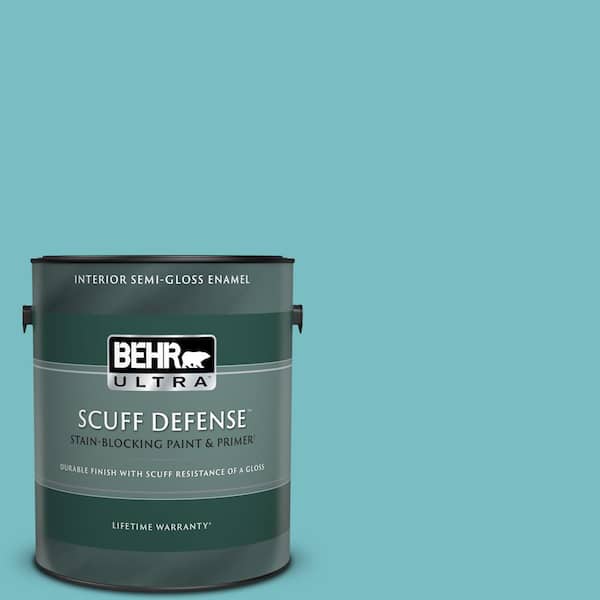 BEHR ULTRA 1 gal. #M460-4 Pure Turquoise Extra Durable Semi-Gloss Enamel Interior Paint & Primer