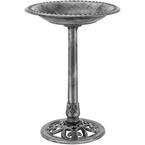 VIVOHOME 28 In. H Polyresin Lightweight Garden Birdbath In Gray ...