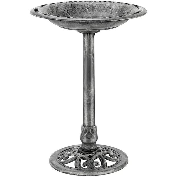 VIVOHOME 28 in. H Polyresin Lightweight Garden Birdbath in Gray