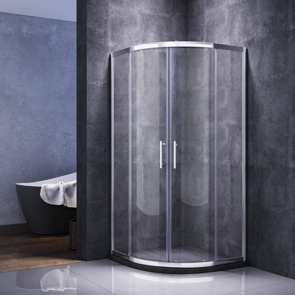 38 in. W x 72 in. H Round Framed Double Sliding Corner Shower Enclosure in 