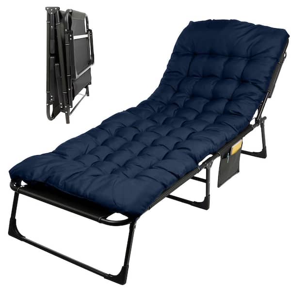 Camping Cot with Mattress, Navy