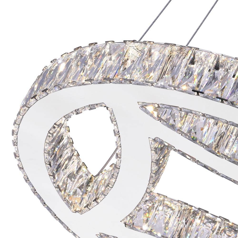Geometric Chrome 20" LED Chandelier with Dazzling Crystals