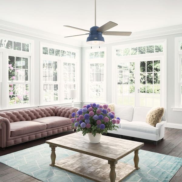 Hunter Mill Valley 52 in. LED Indoor/Outdoor Indigo Blue Ceiling