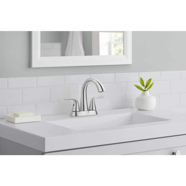 Glacier Bay Irena 4 in. Center set Double-Handle High-Arc Bathroom
