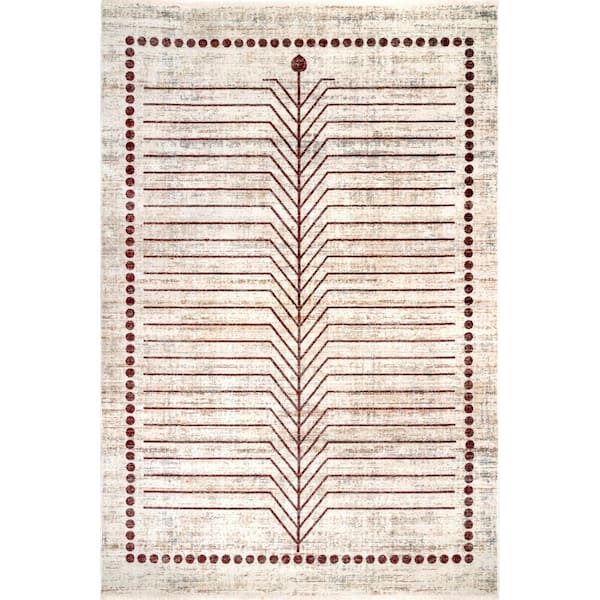 nuLOOM Lisa Global Inspired Fringe Beige 5 ft. x 8 ft. Area Rug