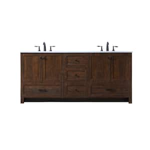 72 in. W x 19 in. D x 34 in. H Bath Vanity in Expresso with Ivory White Engineered Marble Top