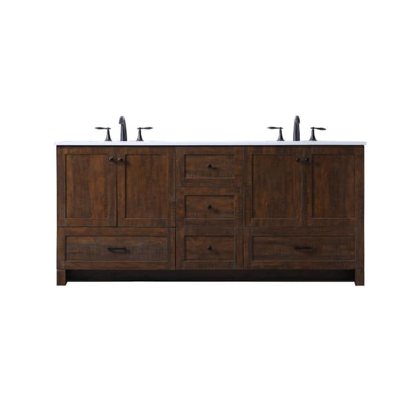 72 in. W x 19 in. D x 34 in. H Bath Vanity in Expresso with Ivory White Engineered Marble Top