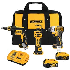 20V MAX Cordless Drywall 3 Tool Combo Kit with Impact Driver, Drywall Screw Gun, Cut-Out Tool and (2) 5.0Ah Batteries
