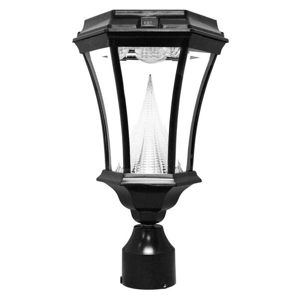 GAMA SONIC Victorian Solar Outdoor Black Post Light with 3 in. Fitter Mount-DISCONTINUED