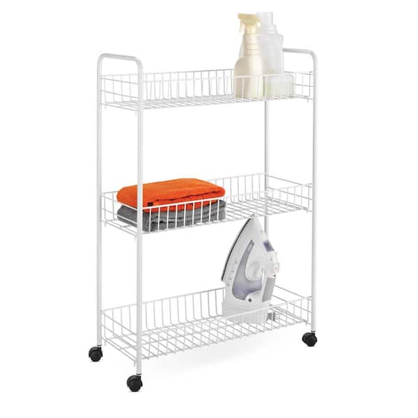 Honey-Can-Do 3-Tier Rolling Household Storage Cart, White