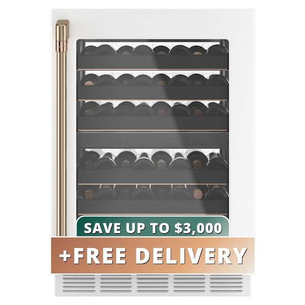 24 in. Smart 14-Bottle Wine and 126-Can Beverage Cooler with Smart Technology in Matte White, Reversible Doors