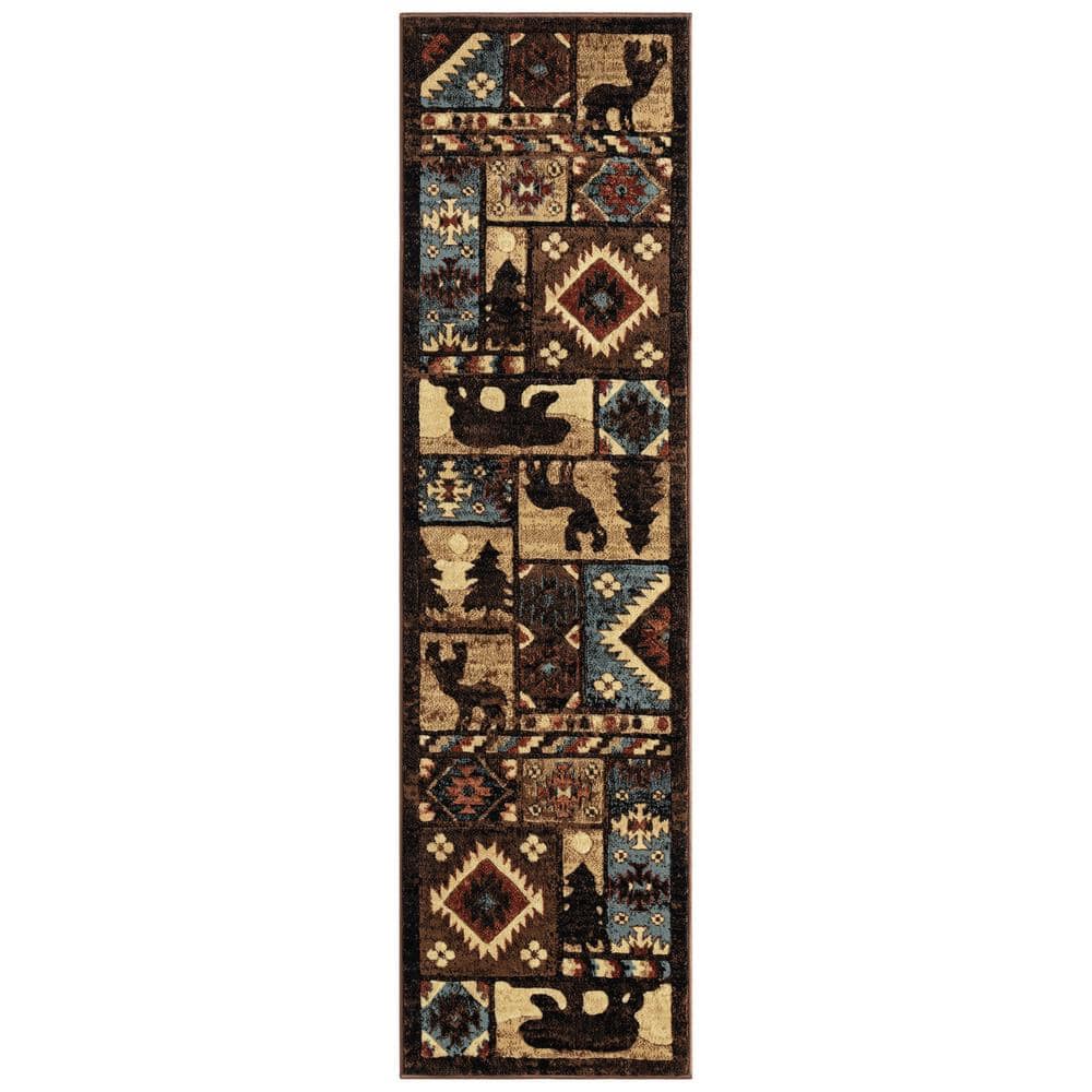  Home Dynamix Buffalo Bear Rustic Area Rug, Brown/Red