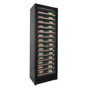 67-Bottle 71 in. Tall Single Zone Right Hinge Digital Wine Cellar Cooling Unit in Black with Wood Front Shelves