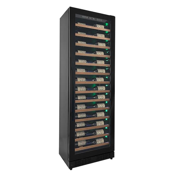 Allavino 67-Bottle 71 in. Tall Single Zone Right Hinge Digital Wine Cellar Cooling Unit in Black with Wood Front Shelves