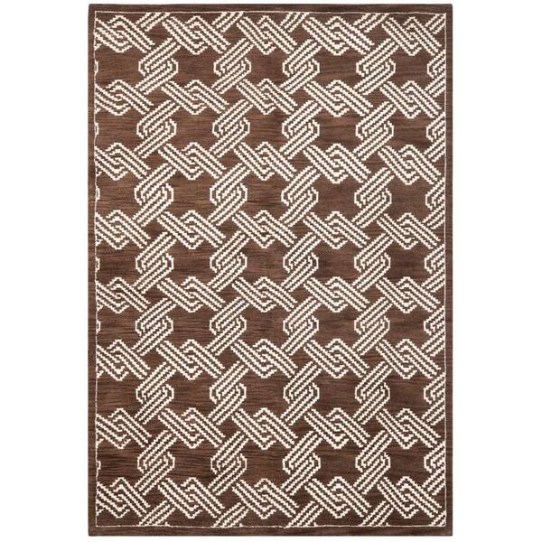 Mosaic 4 ft. x 6 ft. Brown/Creme Trellis Area Rug