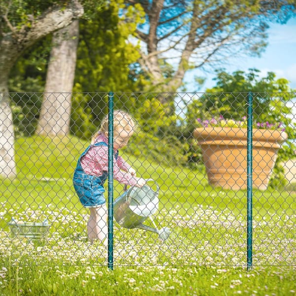 1.2 in. x 3/5 in. x 4 ft. Metal No Dig Garden U Fence Post for Wire Fencing Steel Post for Yard, Green, Pack of 10