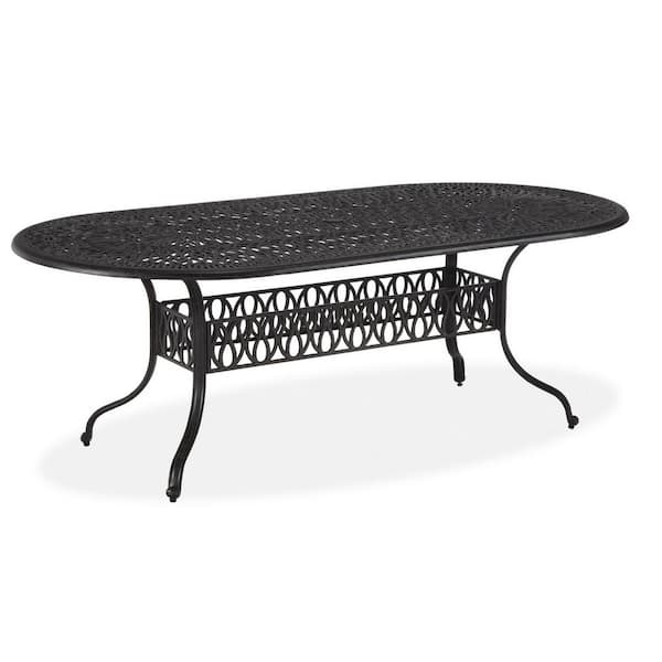 HOMESTYLES Capri Charcoal Gray Oval Cast Aluminum Outdoor Dining Table