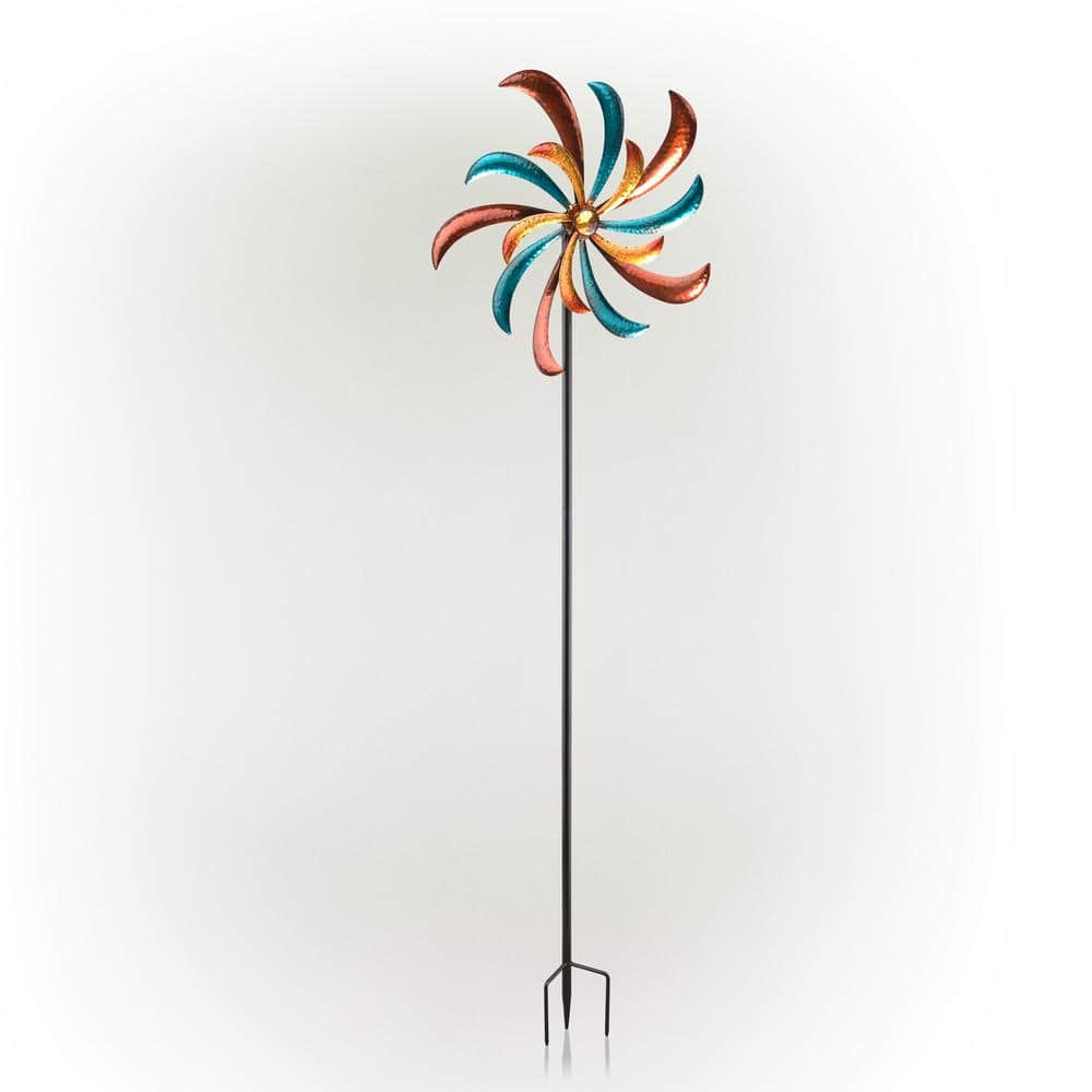 63" Multicolor Metal Windmill Garden Stake Spinner