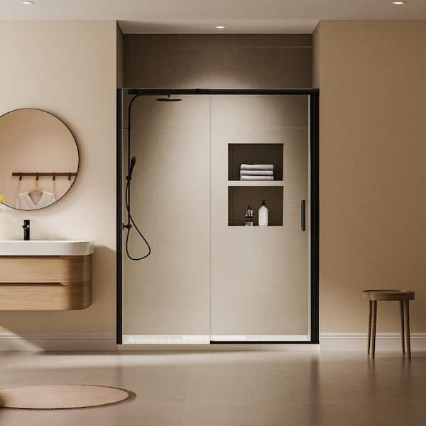 ES-DIY 56-60 in. W x 74 in. H Sliding Semi Frameless Shower Door