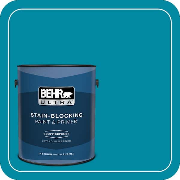 BEHR ULTRA 1 gal. #P480-6 Aruba Blue Extra Durable Satin Enamel Interior Paint & Primer