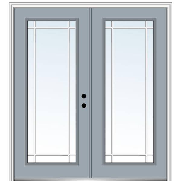 MMI Door 64 in. x 80 in. Prairie Internal Muntins Left-Hand Inswing Full Lite Clear Glass Painted Steel Prehung Front Door