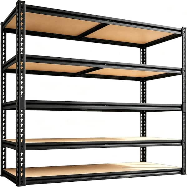 48"Lx24"Wx72"H Storage Rack Shelving Unit 5-Tier Metal Frame Garage Shelf with Wood Shelves for Garage & Pantry