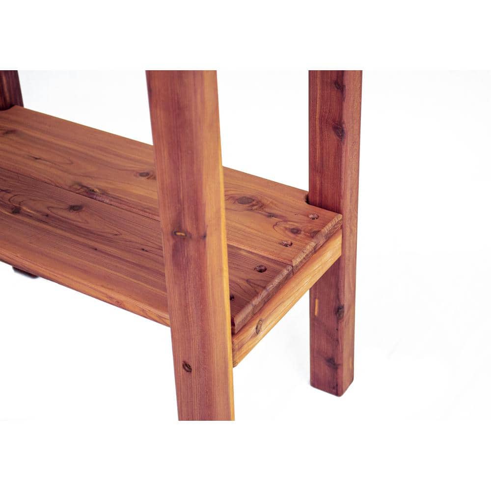 Medium Brown Cedar Rectangular Outdoor End Table