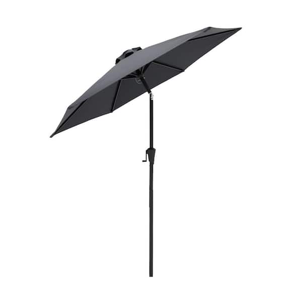 FLAME&SHADE 7-1/2 ft. Steel Market Tilt Patio Umbrella for Outdoor in Anthracite Solution Dyed Polyester