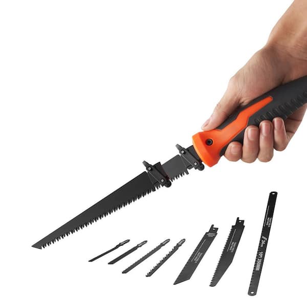 Jab Saw, 6 in. Keyhole Saw with Soft Grip Handle, 8-In-1 Multi-Blades Drywall Jab Saw, Sharp Jab Saw Triple Ground Teeth