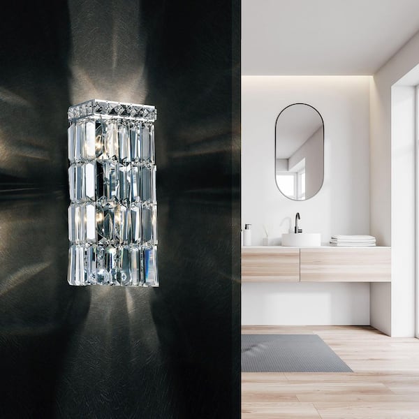 Colosseum 2 Light Bathroom Sconce With Chrome Finish