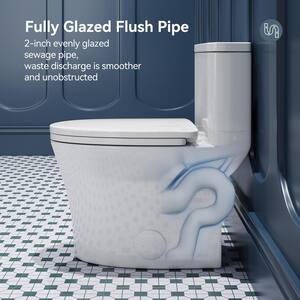 1-Piece 1.1/1.6 GPF Dual Flush Elongated Toilet in White with Skirted Trap Way Seat Included