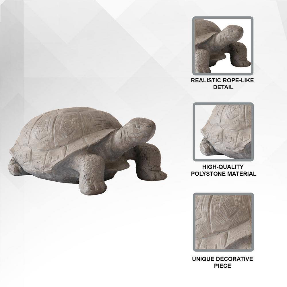 30.3" Light Grey Polystone Turtle Garden Statue