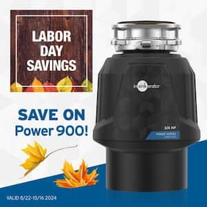 Power 900, 3/4 HP Garbage Disposal, Continuous Feed Food Waste Disposer w EZ Connect Power Cord & Putty-Free Sink Seal