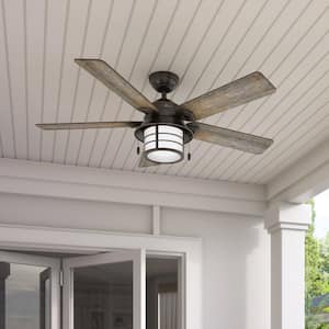 Key Biscayne 54 in. Indoor/Outdoor Onyx Bengal Ceiling Fan with Light Kit