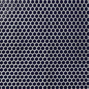 Bliss Edged Hexagon Midnight Blue 12 in. x 12 in. Polished Ceramic Mosaic Tile