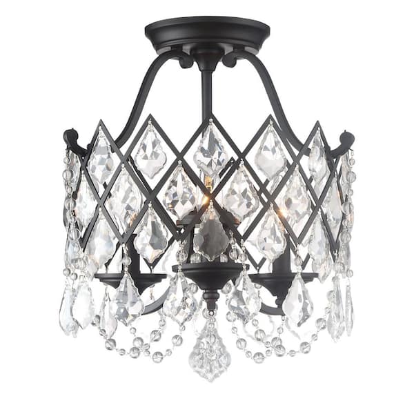 Designers Fountain 15 in. Ravina 3-Light Vintage Bronze Ceiling Light Semi Flush Mount Light