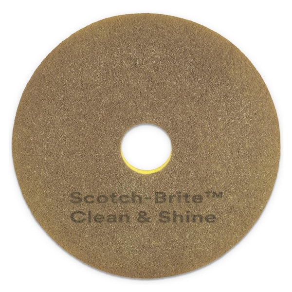 Scotch-Brite Clean and Shine Pad, 20 in. Dia, Yellow/Gold, (5-Carton)
