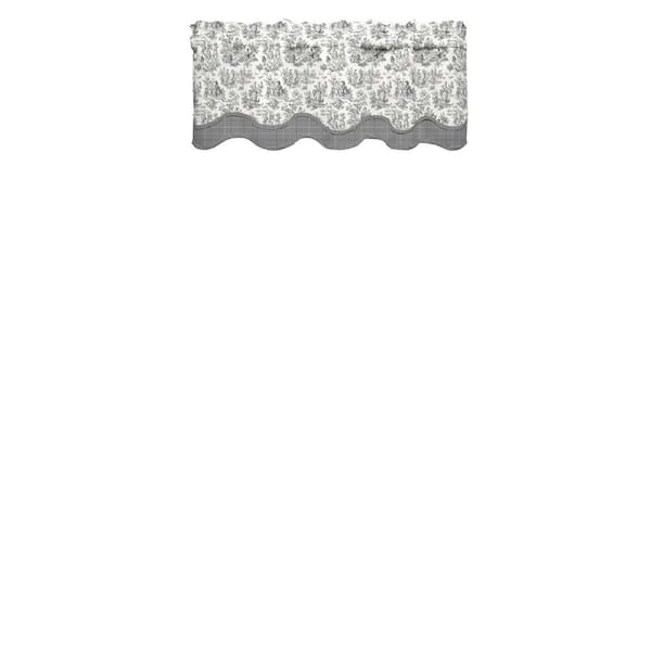 Waverly Charmed Life Onyx Toile Print Cotton 52 in. W x 18 in. L Light Filtering Single Rod Pocket Back Tab Valance