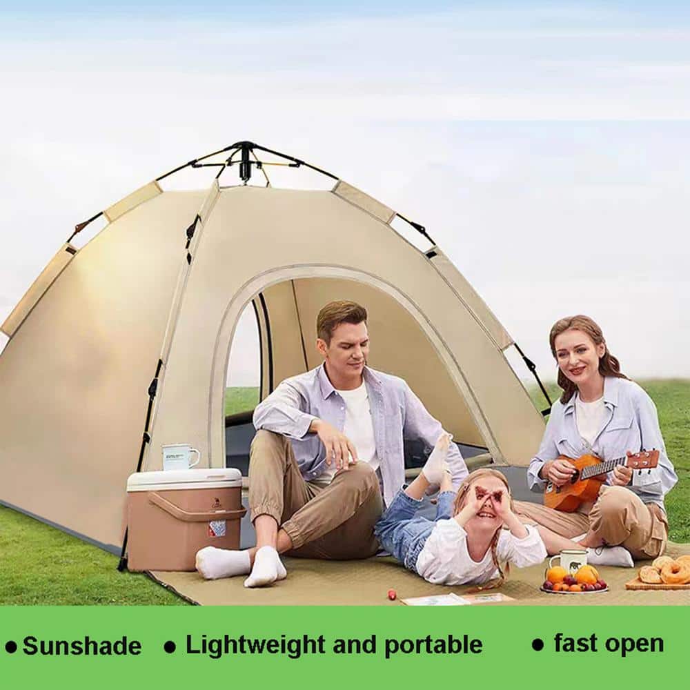 5-Person Beige Sport Dome Tent with Waterproof for Outdoor Camping Hiking