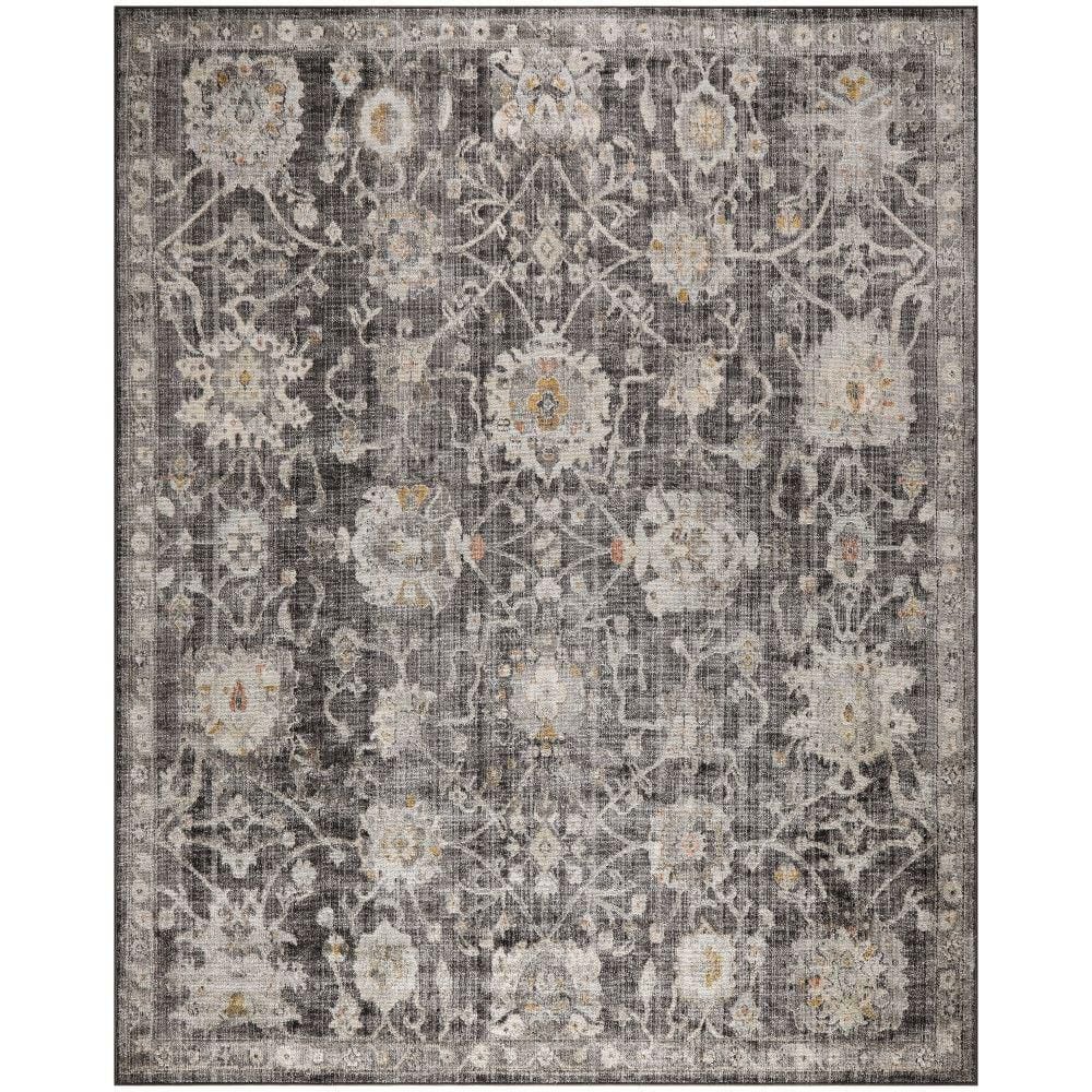 Oushak Home Charcoal 7 ft. x 10 ft. Floral Traditional Area Rug price history on PriceWatchPro