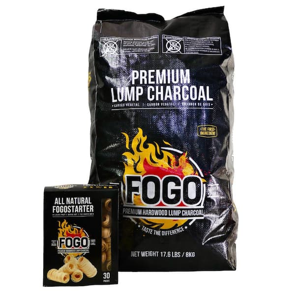 FOGO 17.6 lb Premium Lump Charcoal and Natural Firestarter Combo Kit