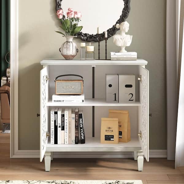 COWLOWN 31.5 in. W x 15.75 in. D x 31.5 in. H White 2-Door Linen