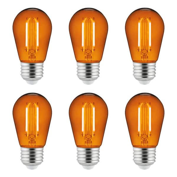25-Watt Equivalent S14 Dimmable UL Listed E26 Base Decorative Bulbs, Orange (6 Pack)