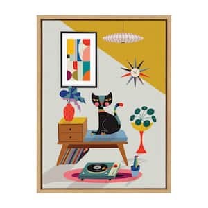 Record Player by Rachel Lee Framed Animal Canvas Wall Art Print 24.00 in. x 18.00 in.