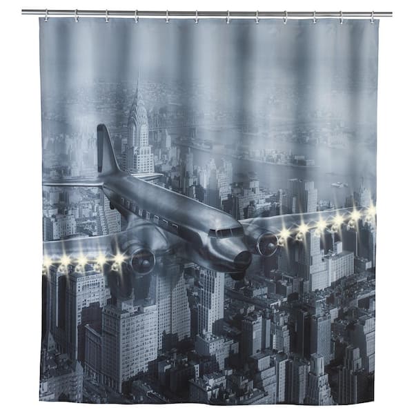 Wenko 79 In Led Shower Curtain Old, Aviation Themed Shower Curtains