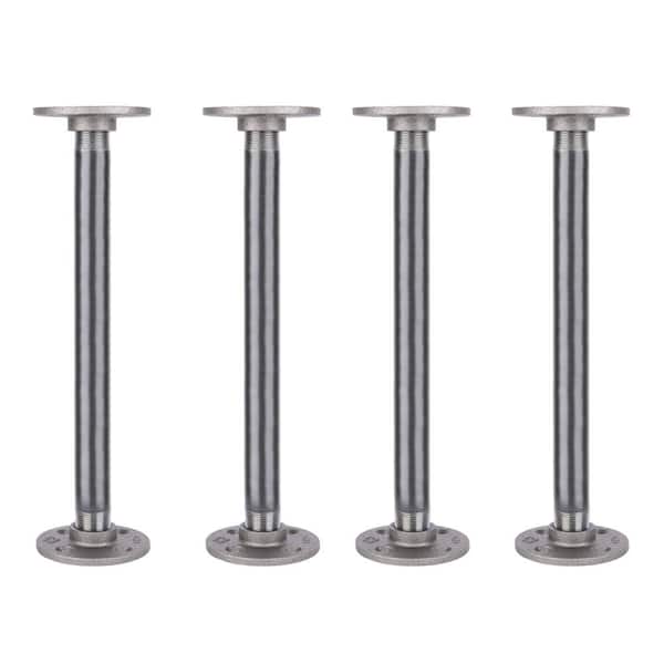 PIPE DECOR 3/4 in. x 1 ft. Black Steel Pipe Table Legs with Round Flanges (4-Pack)