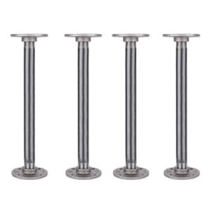 3/4 in. x 1 ft. Black Steel Pipe Table Legs with Round Flanges (4-Pack)