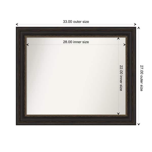 Amanti Art Accent Bronze 33 in. x 27 in. Custom Non-Beveled Polystyrene Antique Framed Bathroom Vanity Wall Mirror