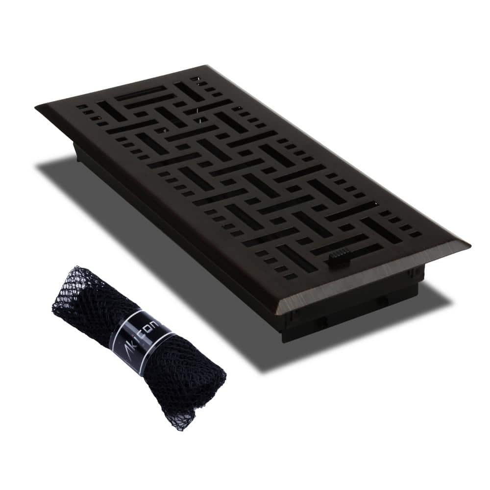 4x10 Floor Register with Trap Net, Oil Rubbed Bronze Finishing