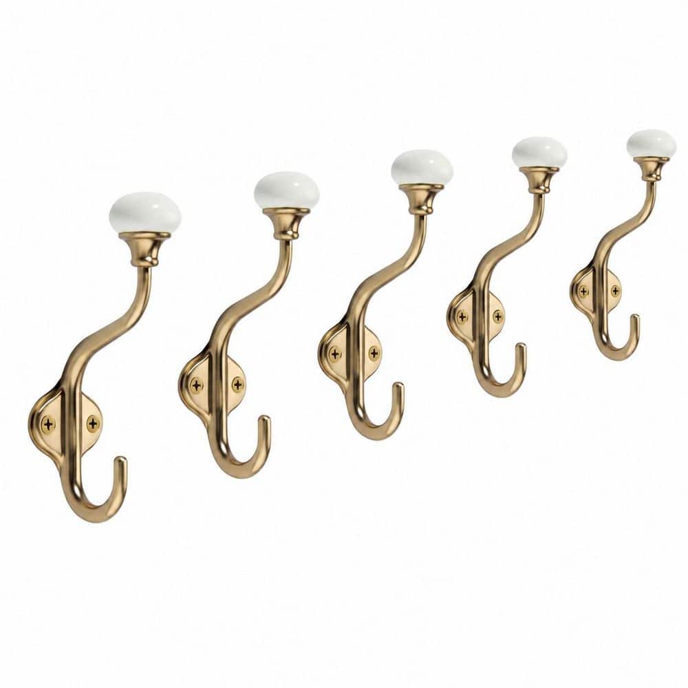 5-Pack Wall-Mount Double Robe Hook in Champagne Bronze Polished Zinc for Bathroom, Bedroom and Closet price history on PriceWatchPro